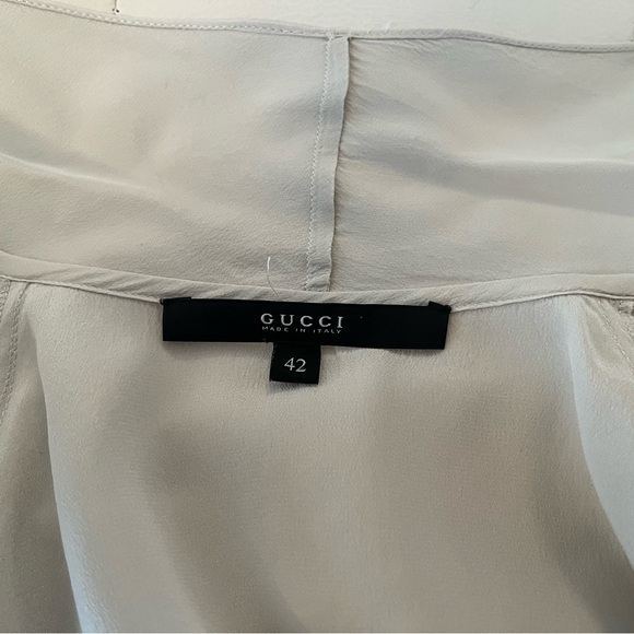 Silk blouse with draped collar and buttons in front - Picture 8 of 9